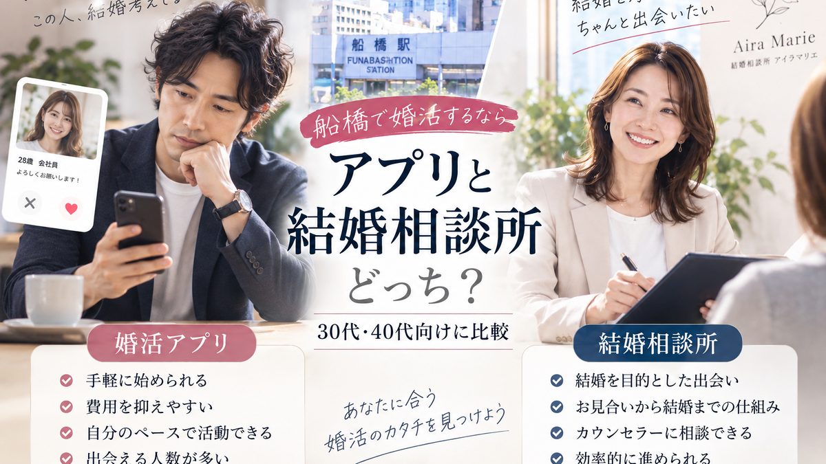 船橋で婚活するならアプリと結婚相談所どっち?