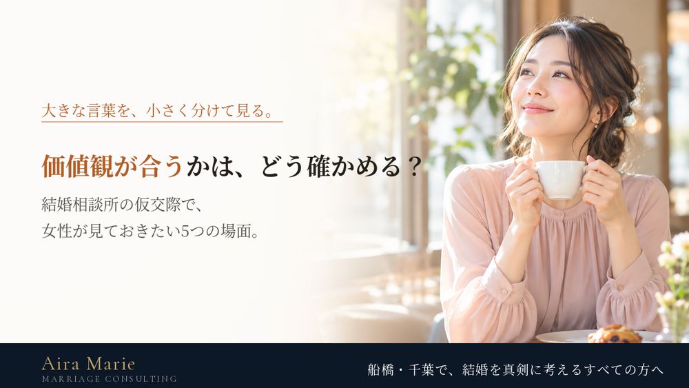 価値観が合うかは、どう確かめる？｜結婚相談所の仮交際で女性が見ておきたい5つの場面