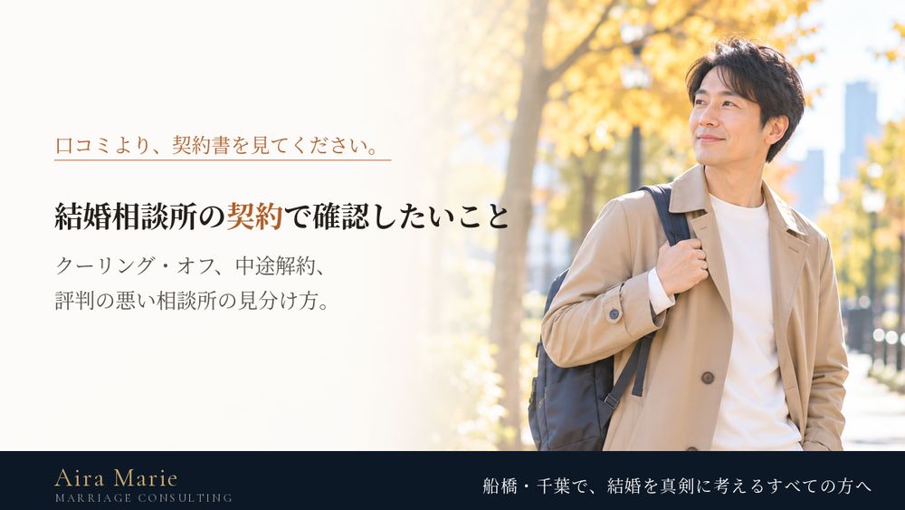 結婚相談所の契約で確認したいこと|クーリング・オフ、中途解約、評判の悪い相談所の見分け方